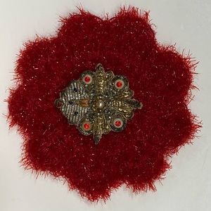 Vintage Beaded Brooch Pin on fabric Intricate details